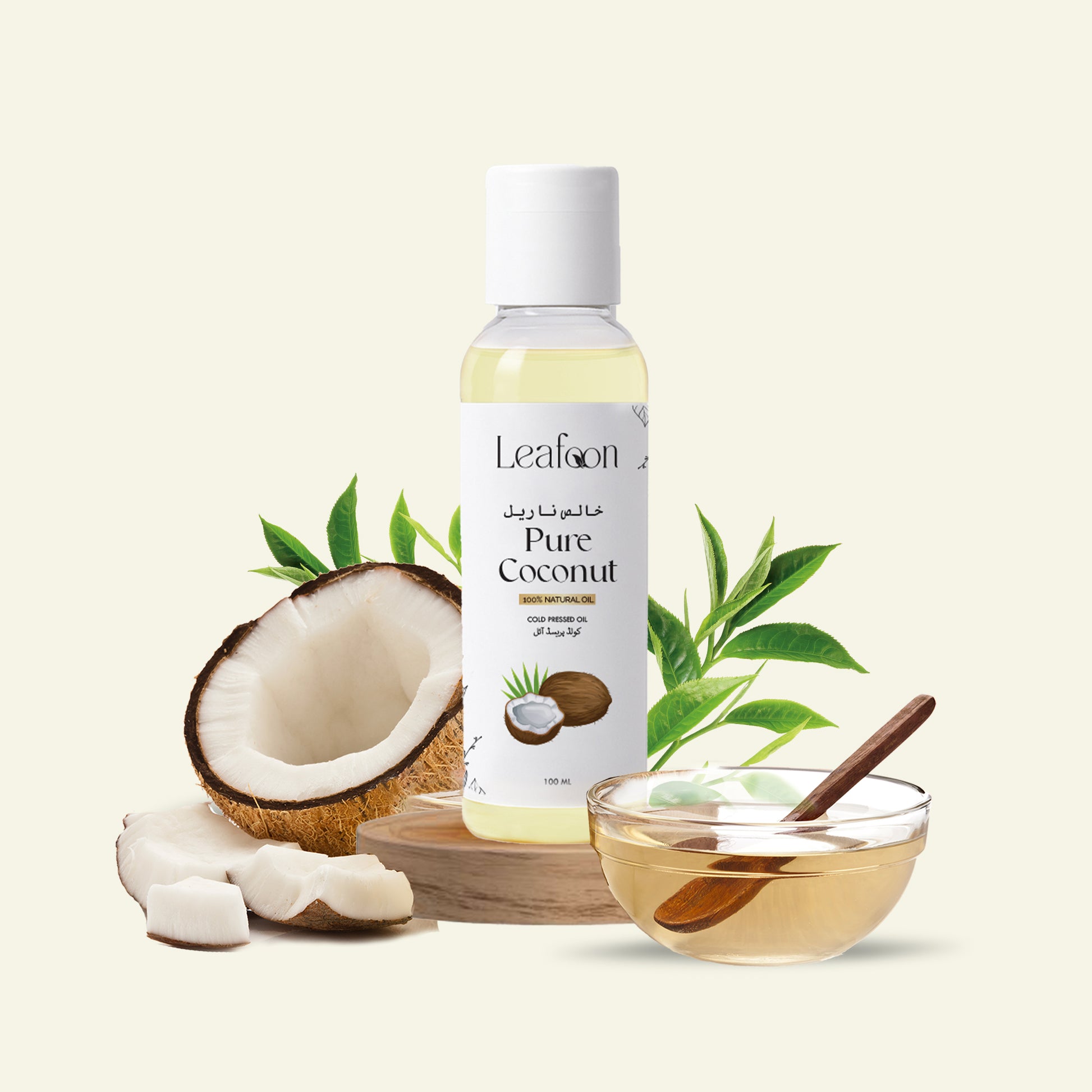 Leafoon Pure Coconut Hair Oil – natural coconut oil for shiny, strong, and nourished hair